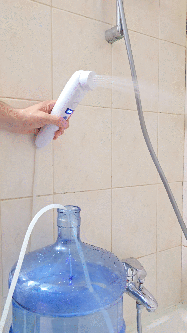 The Gulf Shower Air - connected to bottled water gallon